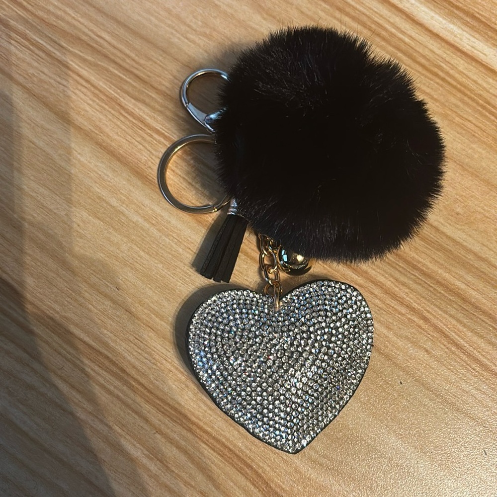 Black Soarkle Heart Bag Charm